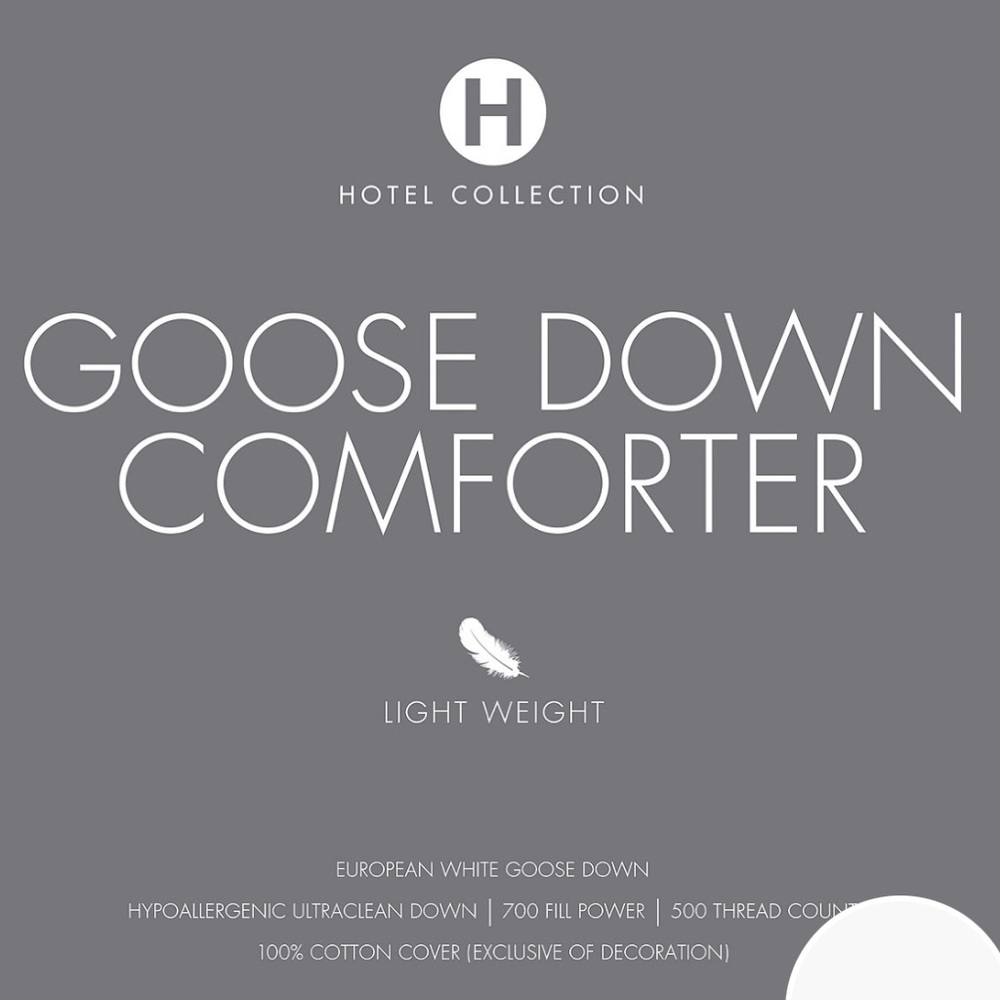 - Hotel Collection Goose down comforter queen light weight